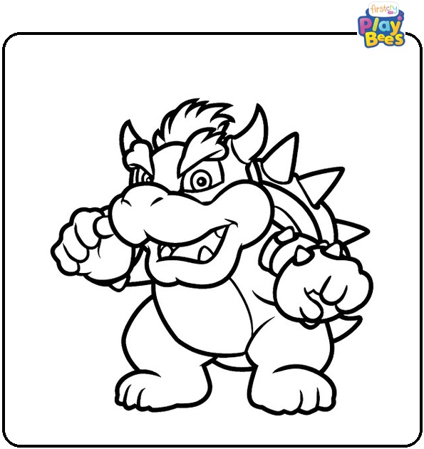 Smiling Bowser Coloring Page