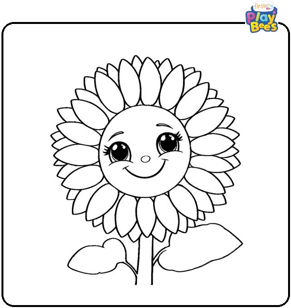Smiling Sunflower Coloring Page