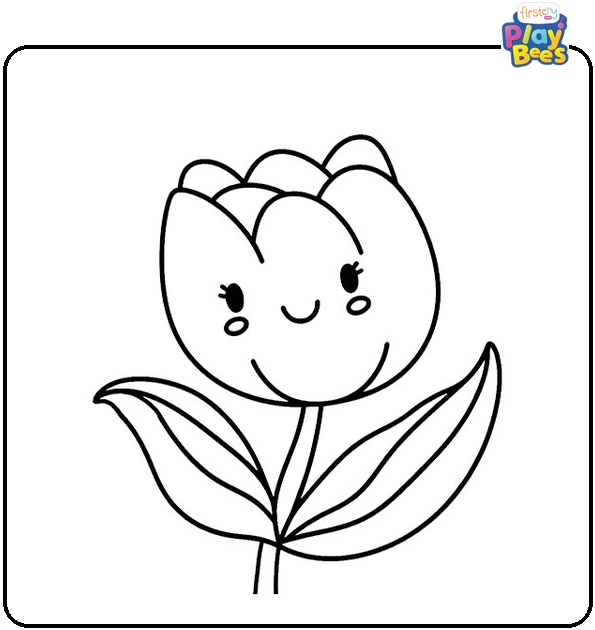 Smiling Tulip Colouring Page