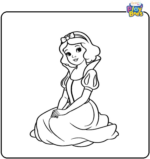 Snow White Sits Down Coloring Page