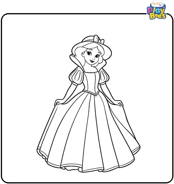 Snow White in the Hat Coloring Page