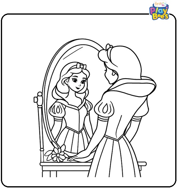Snow White in the Mirror Coloring Page