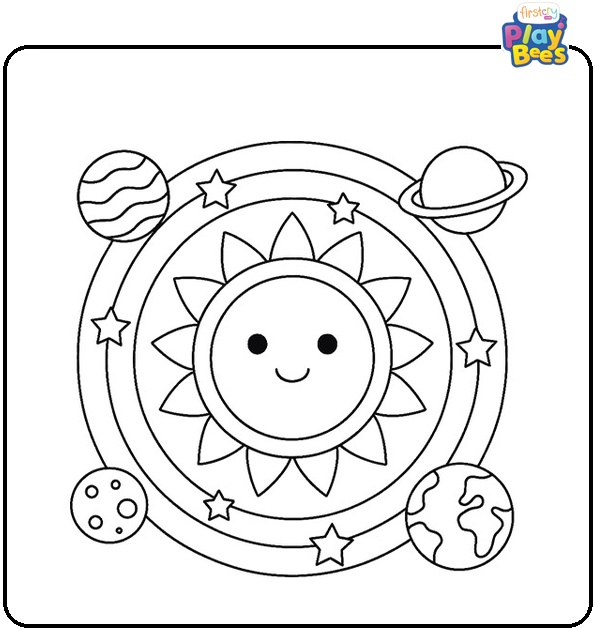 Solar System Mandala Coloring Page Solar System Mandala Coloring Page