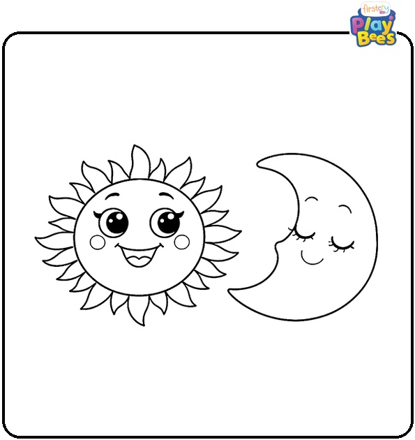Sun and Moon Coloring Page