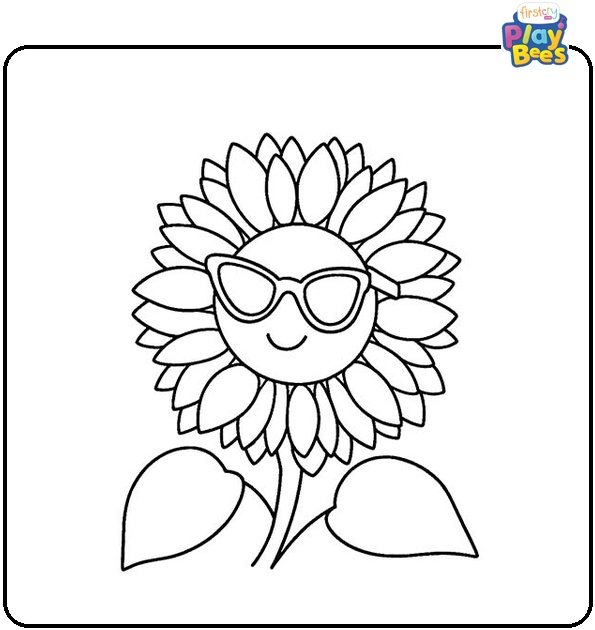 Sunflower Wearing Sunglasses Coloring Page