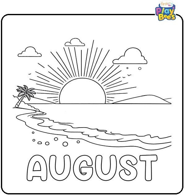 Sunset August View Coloring Page