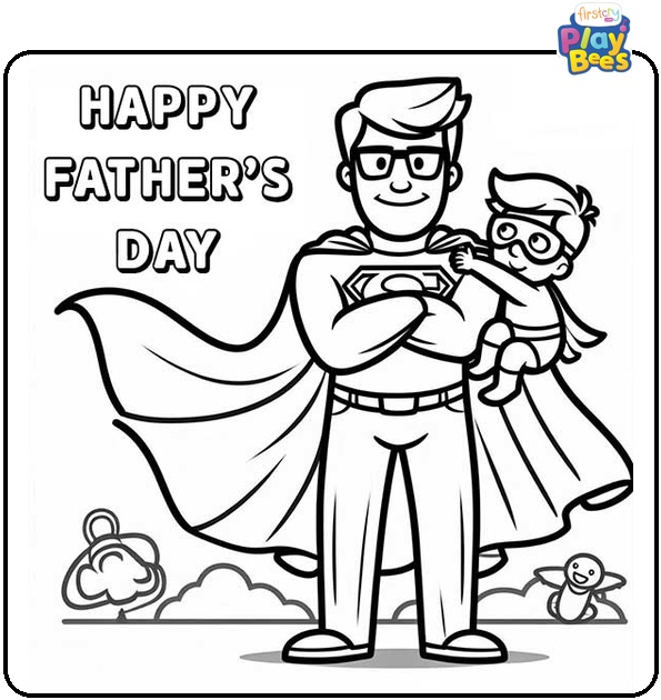 Superhero Father's Day Coloring Page