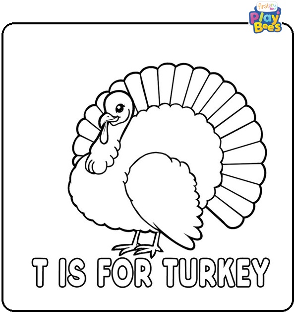 "T is for Turkey" Colouring Page