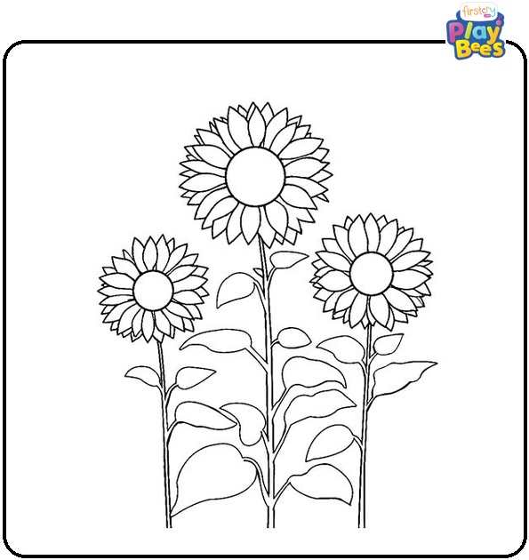 Tall Standing Sunflowers Coloring Page