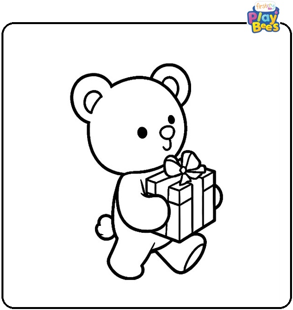 Teddy Bringing The Gift Coloring Page Teddy Bringing The Gift Coloring Page