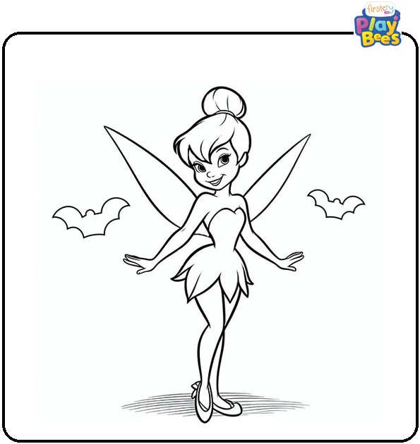 Tinkerbell Fairy As a Vampire Coloring Page Tinkerbell Fairy As a Vampire Coloring Page