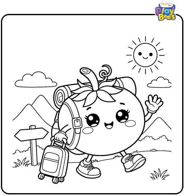 Tomato Goes on a Trip Coloring Page