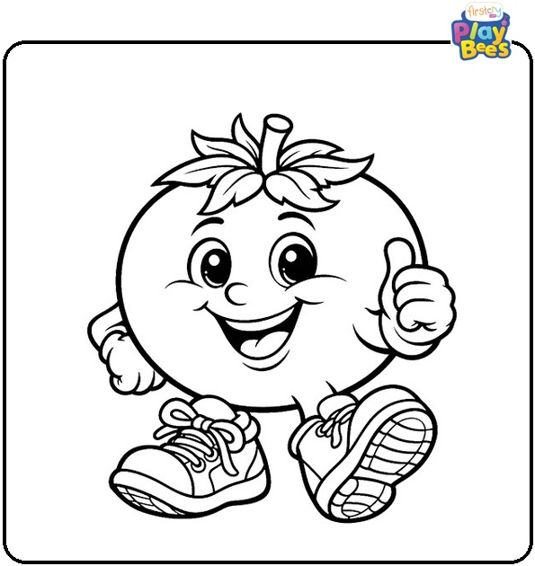 Tomato in Shoes Coloring Page
