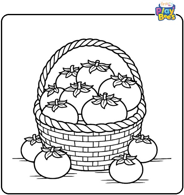 Tomatoes Basket Coloring Page
