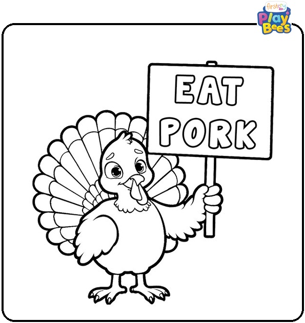 Turkey Says Eat Pork Colouring Page