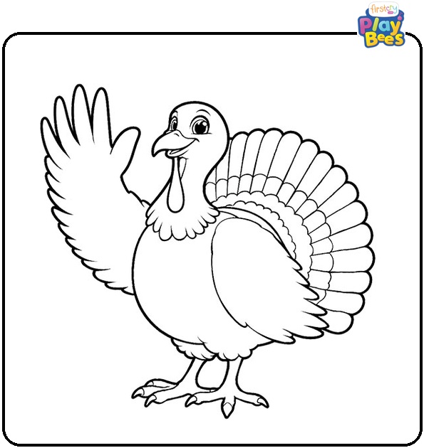 Turkey Waving Hand Colouring Page