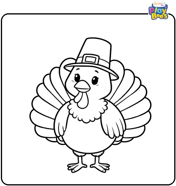 Turkey With a Hat Colouring Page