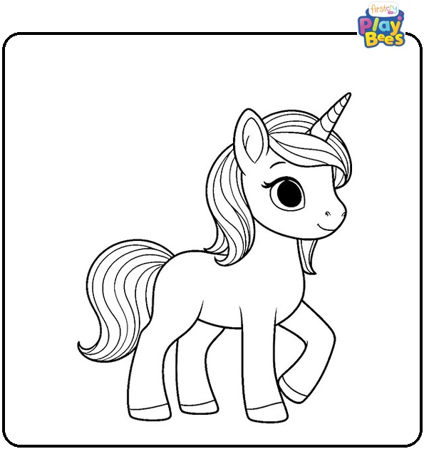 Unicorn Cartoon Coloring Page