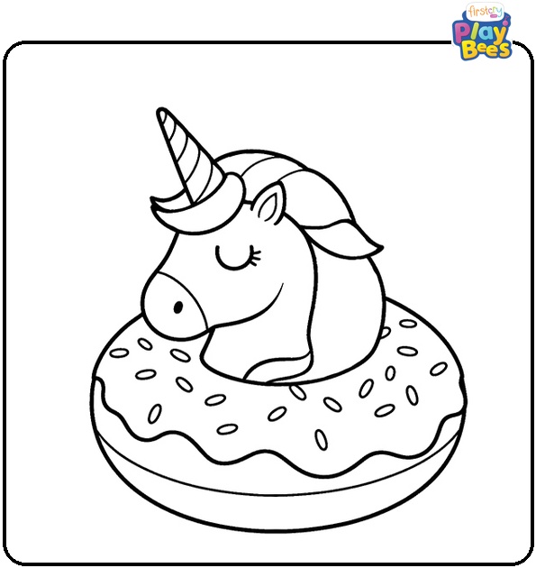 Unicorn Donut Coloring Page