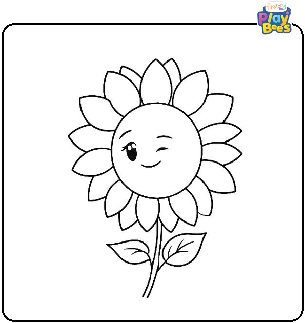 Winking Sunflower Coloring Page