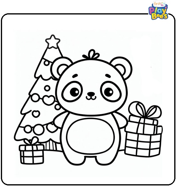 Christmas Panda Coloring Page