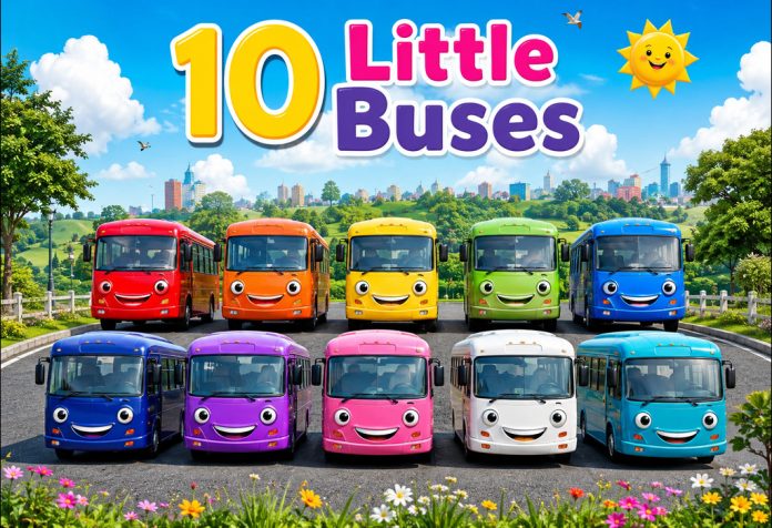 10 Little Buses Nursery Rhyme With Lyrics