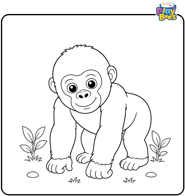 Baby Gorilla Coloring Page