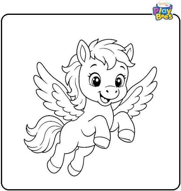 Baby Pegasus Jumping Coloring Page Baby Pegasus Jumping Coloring Page