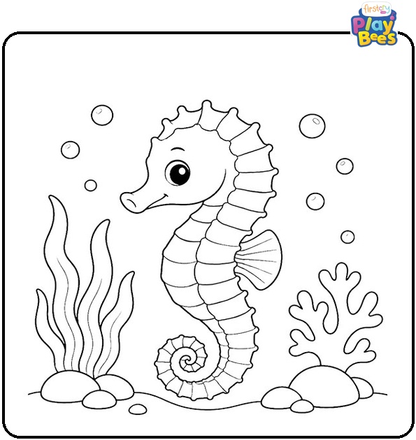 Baby Seahorse Coloring Page