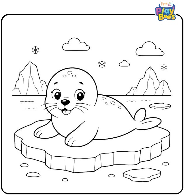 Baby Seal on Ice Coloring Page