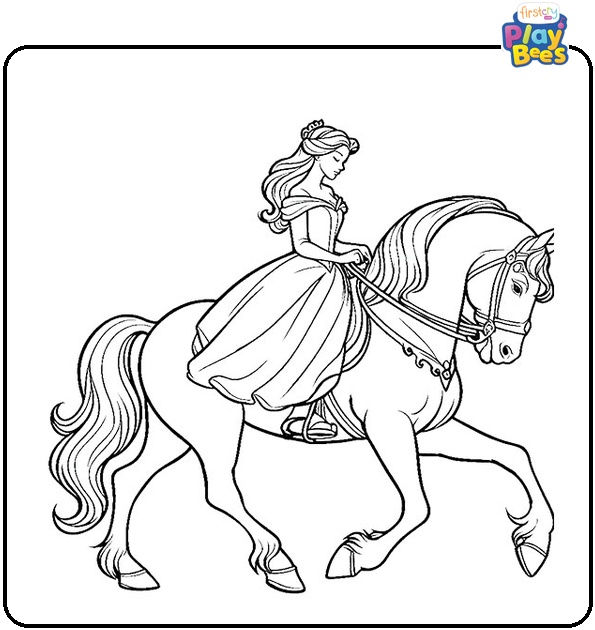 Bell Riding Horse Coloring Page Bell Riding Horse Coloring Page