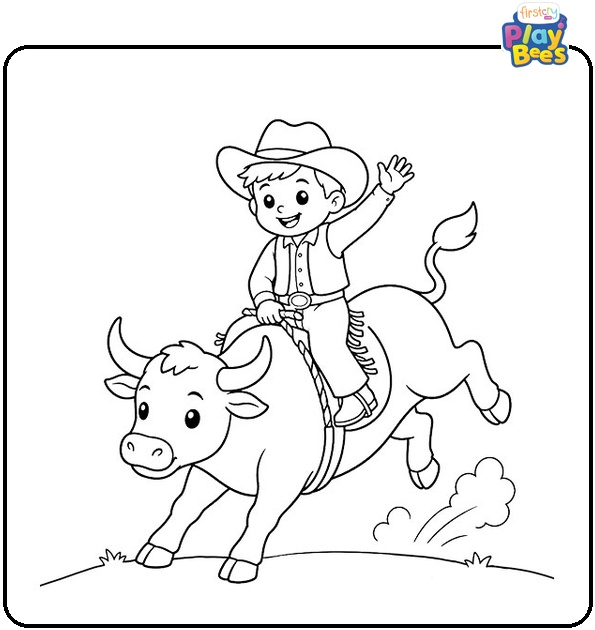 Bull Riding Coloring Page