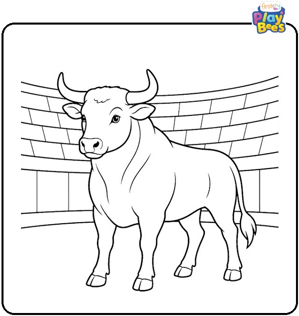 Bull in Stadium Coloring Page