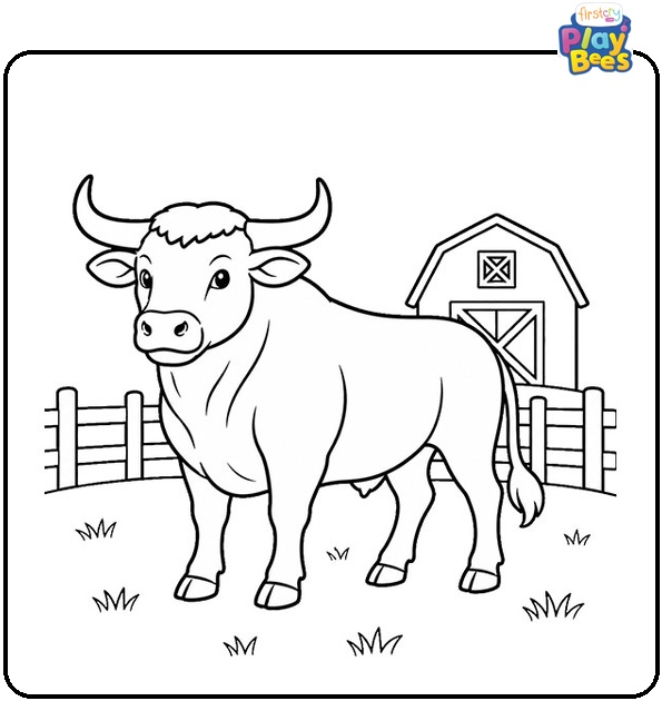 Bull on Ranch Coloring Page