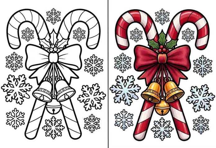 Candy Cane Coloring Pages – Free Printable Worksheets & Pictures