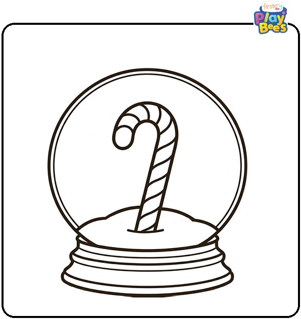 Candy Cane In A Snow Globe Coloring Page Candy Cane In A Snow Globe Coloring Page
