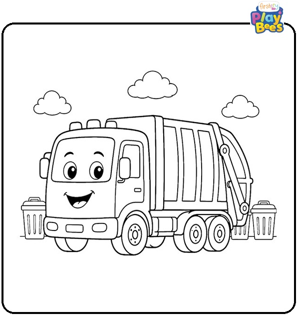 Cartoon Garbage Truck Coloring Page