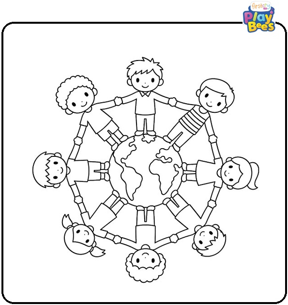 Childrens Hands Holding Earth Coloring Page Childrens Hands Holding Earth Coloring Page