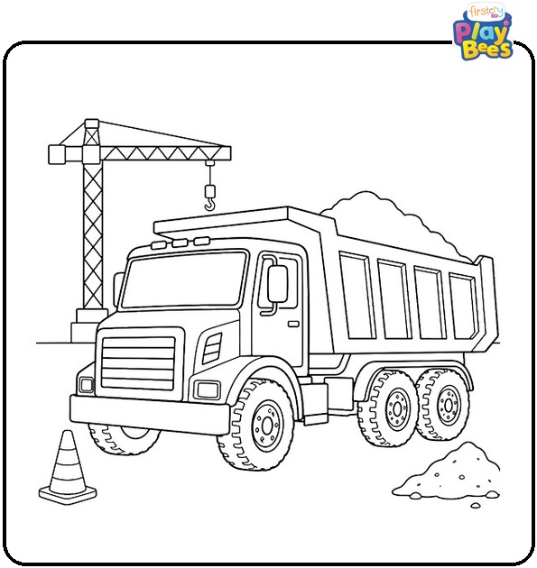 Construction Dump Truck Coloring Page