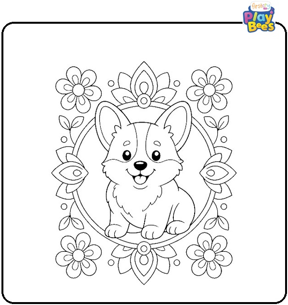 Corgi Mandala Coloring Page