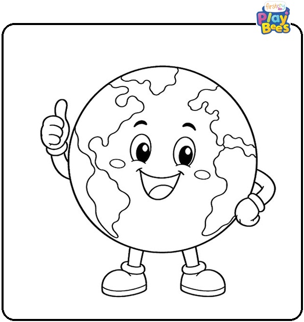 Cute Cartoon Earth Character Coloring Page Cute Cartoon Earth Character Coloring Page
