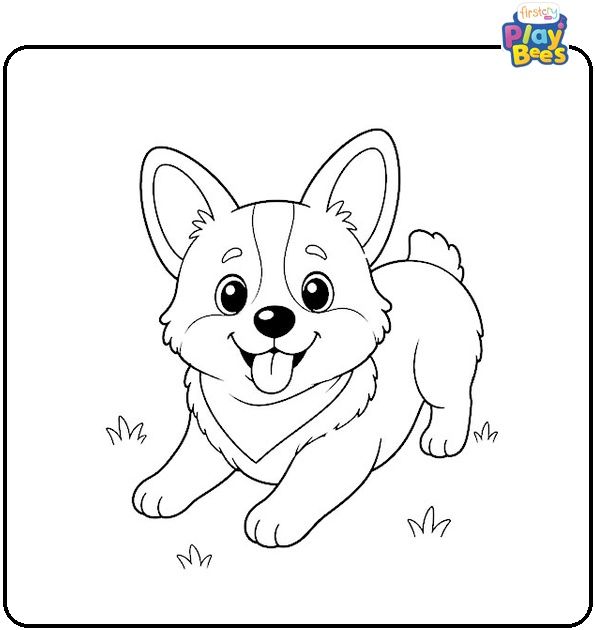 Cute Corgi Coloring Page