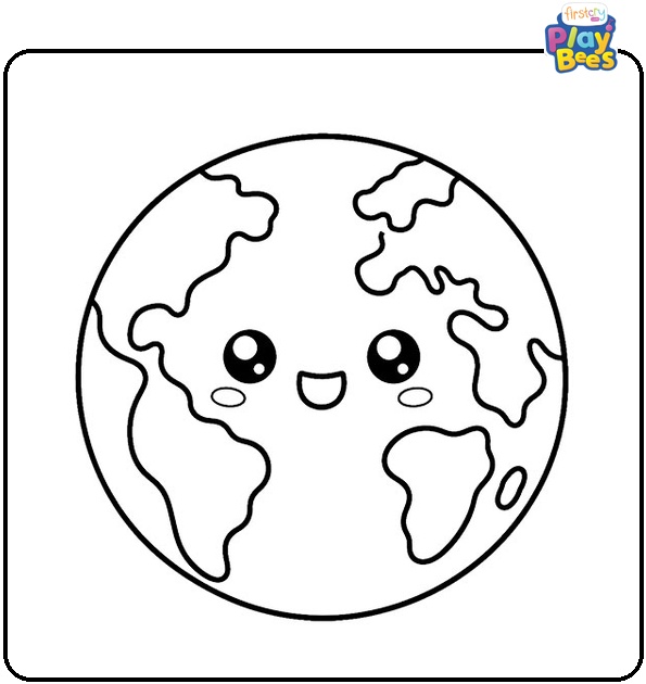 Cute Kawaii Earth Coloring Page Cute Kawaii Earth Coloring Page