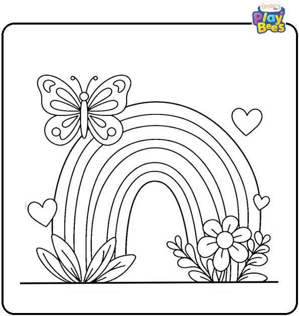 Cute Rainbow Coloring Page