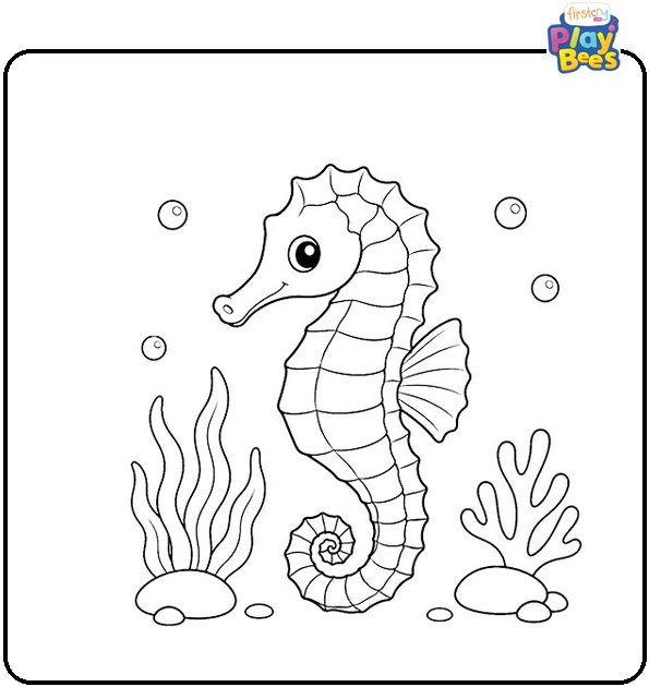 Cute Seahorse Coloring Page