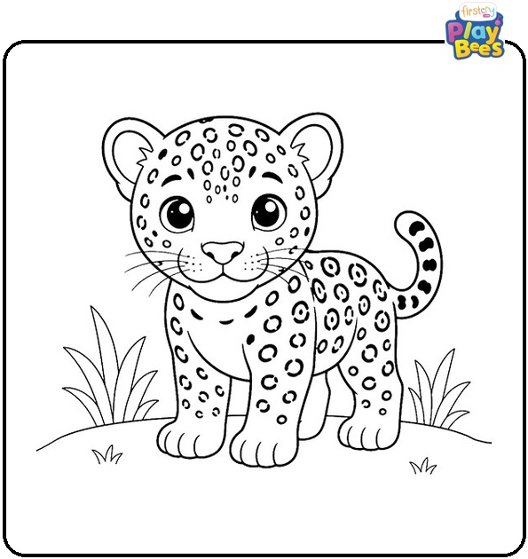 Cute Standing Baby Jaguar Coloring Page