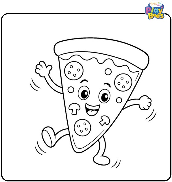 Dancing Pizza Slice Coloring Page