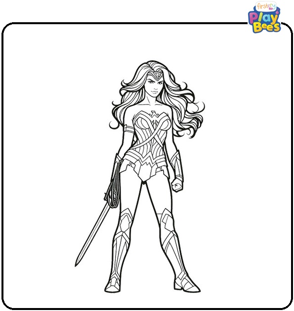 Detailed Wonder Woman Coloring Page