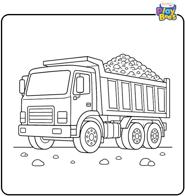 Dump Truck Carrying Gravel Coloring Page