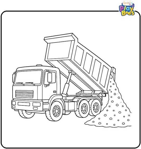 Dump Truck Dumping Sand Coloring Page